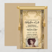 Modern beige satijnen scroll kwastjes sepia foto kaart (Voorkant / Achterkant)