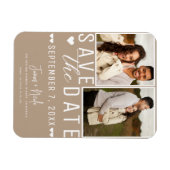 Modern Beige Save the Date 2 Foto Bruiloft Magneet (Horizontaal)