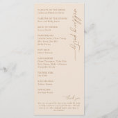 Modern Beige Script Trouwprogramma Programmakaart (Achterkant)