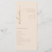 Modern Beige Script Trouwprogramma Programmakaart (Voorkant)