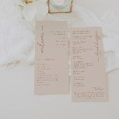Modern Beige Script Trouwprogramma Programmakaart