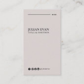 Modern Beige Social Media Neutraal Visitekaartje (Voorkant)