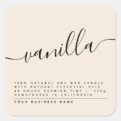 Modern beige sojakaarslabel vierkante sticker (Voorkant)