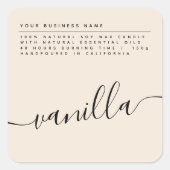 Modern beige sojakaarslabel vierkante sticker (Voorkant)