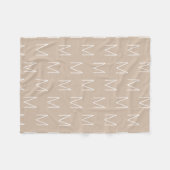 Modern beige tan aangepast initiaal monogram patro fleece deken (Voorkant (Horizontaal))