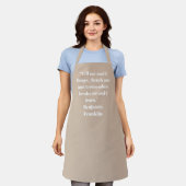 Modern beige tan aangepaste tekstquote schort (Gedragen)