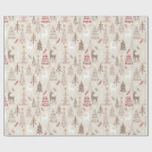 Modern Beige Tan Red Kerstfeestdag Cadeaupapier (Vlak)