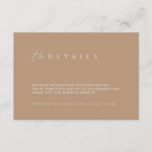 Modern Beige Tan Wedding Details Enclosure Card Informatiekaartje (Voorkant)
