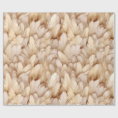 Modern beige veren patroon cadeaupapier (Vlak)