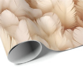 Modern beige veren patroon cadeaupapier (Rol Hoek)