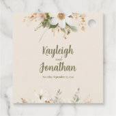 Modern Beige Waterverf Bloemen Huwelijksgunst Bedankjes Labels (Achterkant)