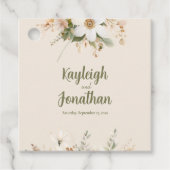 Modern Beige Waterverf Bloemen Huwelijksgunst Bedankjes Labels (Voorkant)