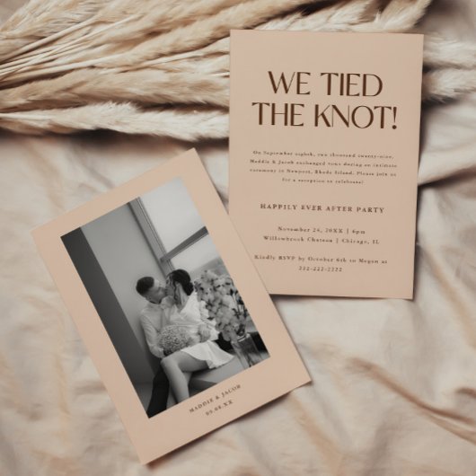 Modern Beige Wedding Elopement & Reception Party Kaart