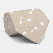 Modern Beige White Kerstster Pattern Stropdas (Opgerold)