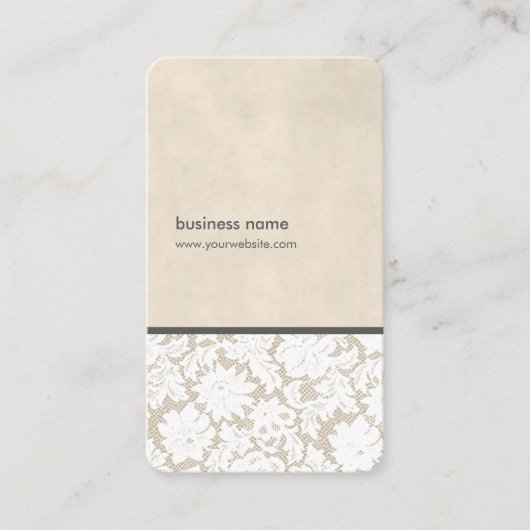 Modern Beige White Lace Pattern Interior Designer Visitekaartje (Voorkant)