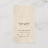 Modern Beige White Lace Pattern Interior Designer Visitekaartje (Achterkant)