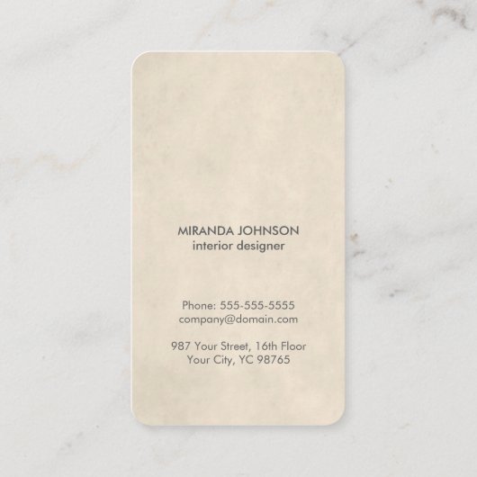 Modern Beige White Lace Pattern Interior Designer Visitekaartje (Achterkant)