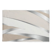Modern beige, wit en zilver abstract  kussensloop (Achterkant-Links)