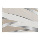 Modern beige, wit en zilver abstract kussensloop (Achterkant-Rechts)