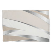 Modern beige, wit en zilver abstract  kussensloop (Voorkant-Links)