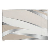 Modern beige, wit en zilver abstract  kussensloop (Voorkant-Rechts)