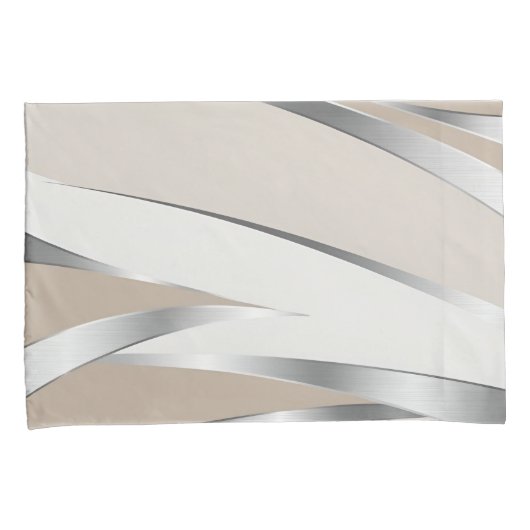 Modern beige, wit en zilver abstract kussensloop (Voorkant-Rechts)