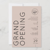 Modern Beige Zakelijk Logo Grootse Opening Kaart (Voorkant)