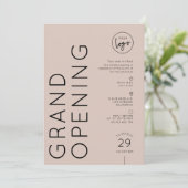Modern Beige Zakelijk Logo Grootse Opening Kaart (Staand voorkant)