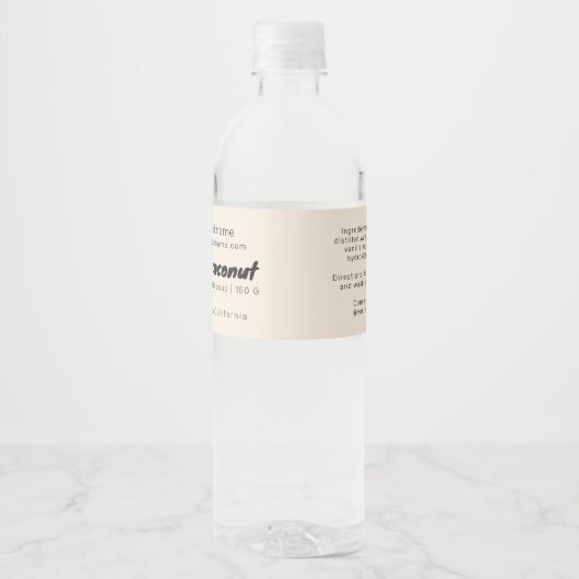 Modern beige zeep verpakking ingrediënten label waterfles etiket (Voorkant)