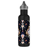 Modern beige zwart ikat stammenpatroon waterfles  (Rechts)