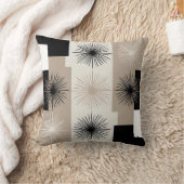 Modern beige, zwart-wit Starburst minimalistisch Kussen (Deken)