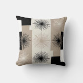 Modern Beige, Zwarte Witte Steruitbarsting Minimal Kussen (Voorkant)