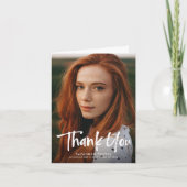 Modern belettering eenvoudig 3 foto Afstuderen gev Bedankkaart (Voorkant)