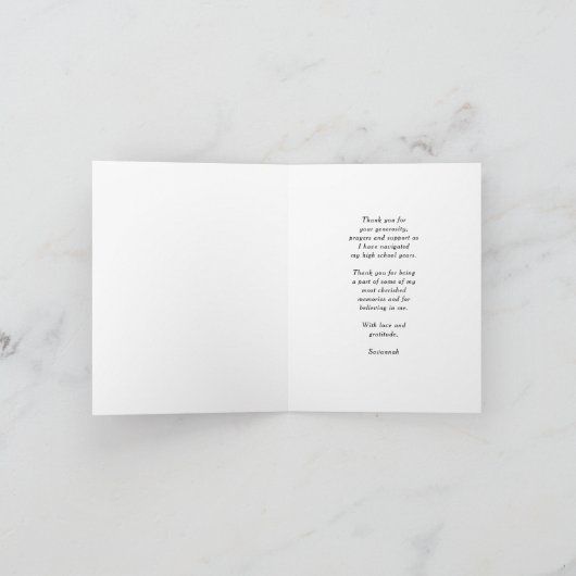 Modern belettering eenvoudig 3 foto Afstuderen gev Bedankkaart (Binnen)