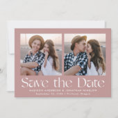 Modern belettering stoffig Roos 2 foto Save The Date (Voorkant)