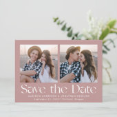 Modern belettering stoffig Roos 2 foto Save The Date (Staand voorkant)