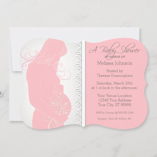 Modern Belly Silhouette Baby shower nodigt uit Kaart (Voorkant)