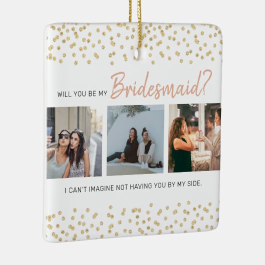 Modern, ben je mijn Bridesmaid? | Fotocollage Keramisch Ornament (Rechts)
