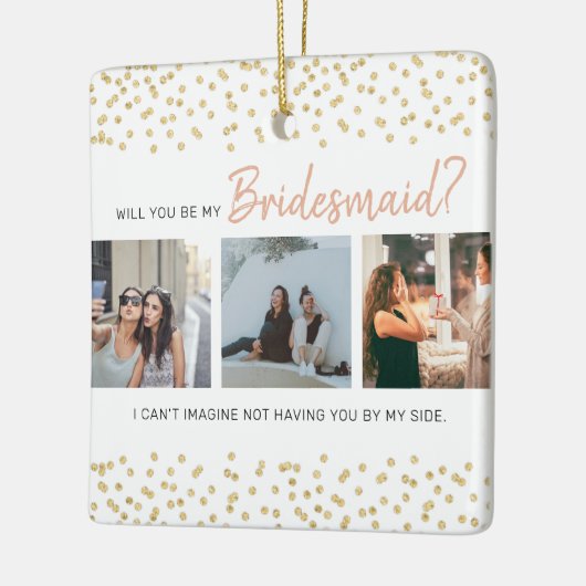 Modern, ben je mijn Bridesmaid? | Fotocollage Keramisch Ornament (Links)