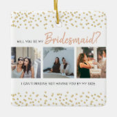 Modern, ben je mijn Bridesmaid? | Fotocollage Keramisch Ornament (Voorkant)