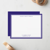 Modern Berry Blue Border Name & Address Note Card Notitiekaartje (Voorkant / Achterkant in situ)