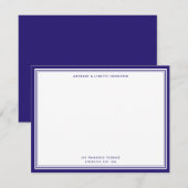 Modern Berry Blue Border Name & Address Note Card Notitiekaartje (Voorkant / Achterkant)