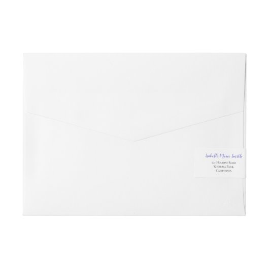 Modern Berry Blue Irises Floral Wedding Invitation Adreslabel Wikkel (Achterkant)