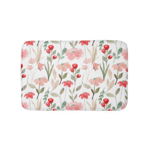 Modern Berry Cherry Floral Pattern Badmat