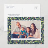 Modern Berry Greenery Blue Kerstfoto Feestdagenkaart (Voorkant / Achterkant)