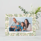 Modern Berry Greenery Cream-kerstfoto Feestdagenkaart (Staand voorkant)