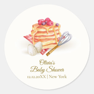 Modern Berry Pancake Egg Whisk Brunch Baby shower Ronde Sticker