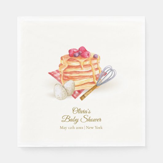 Modern Berry Pancake Egg Whisk Brunch Baby shower Servet (Voorkant)