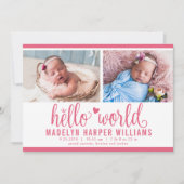 Modern Berry roze Hallo World Photo Collage Aankondiging (Voorkant)