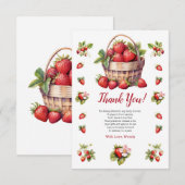 Modern Berry Sweet Baby shower Aardbeien Bedankkaart (Voorkant / Achterkant)